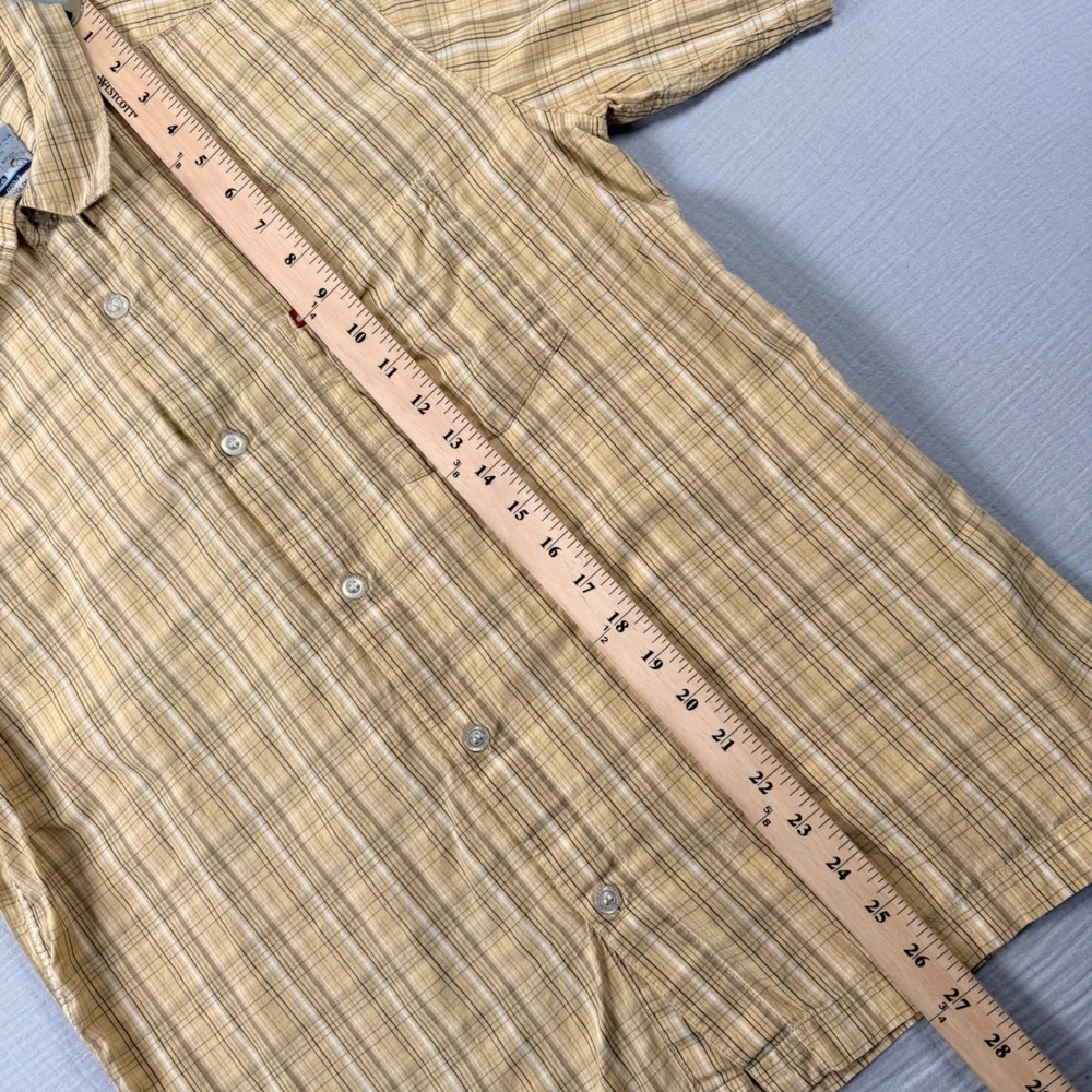 Vtg Y2k Quiksilver Men Med Butter Yellow Plaid S/S Button Up Shirt 2000s Skater - Picture 5 of 7